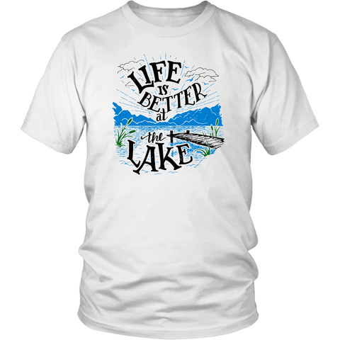 Image of Life is Better At The Lake Men's Shirts T-shirt District Unisex Shirt White S