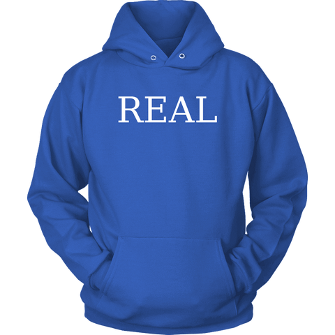 Image of Real T-shirt Unisex Hoodie Royal Blue S