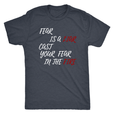 Image of Fear Is A LIAR! White T-shirt Next Level Mens Triblend Vintage Navy S