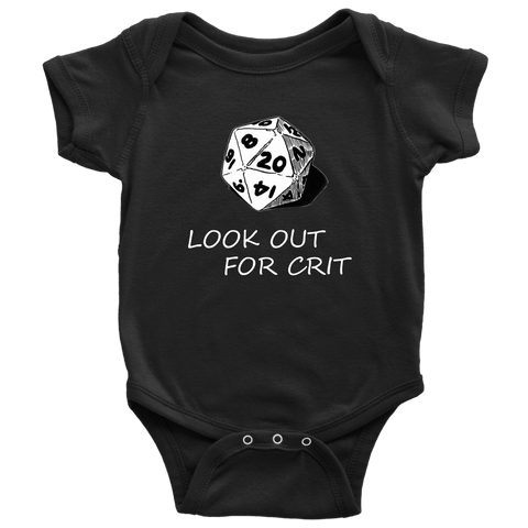 Image of Look Out For Crit Onesies T-shirt Baby Bodysuit Black NB