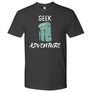 Seek Adventure with Backpack (Mens) T-shirt Next Level Mens Shirt Heavy Metal S