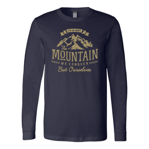 Image of We Conquer Ourselves, Long Sleeve and Hoodies T-shirt Canvas Long Sleeve Shirt Navy S