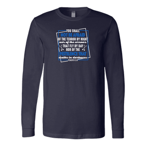 You shall not be afraid Psalm 91 5-6 White Longsleeve and Hoodies T-shirt Canvas Long Sleeve Shirt Navy S