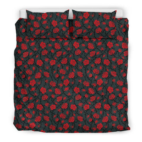 Image of Red Roses Bedding bedding Bedding Set - Black - Red Roses US King 