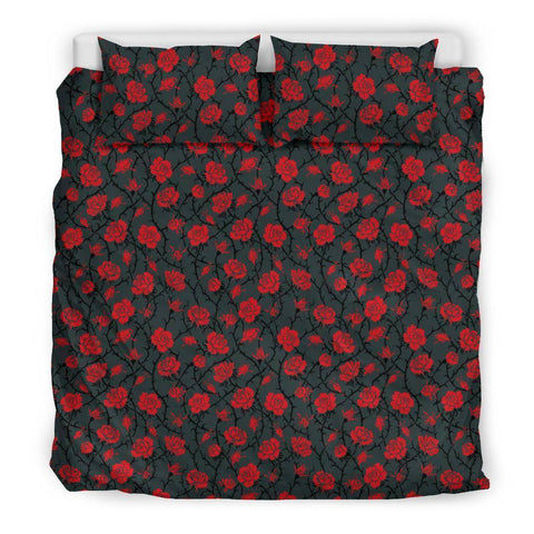 Image of Red Roses Bedding bedding Bedding Set - Black - Red Roses US King