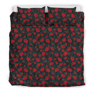 Red Roses Bedding bedding Bedding Set - Black - Red Roses US King 