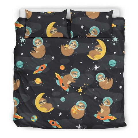Image of Space Sloth Premium Bedding bedding Bedding Set - Black - Space Sloth US King