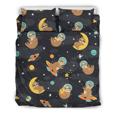 Image of Space Sloth Premium Bedding bedding Bedding Set - Black - Space Sloth US Queen/Full 