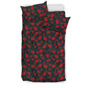 Red Roses Bedding bedding Bedding Set - Black - Red Roses US Twin 
