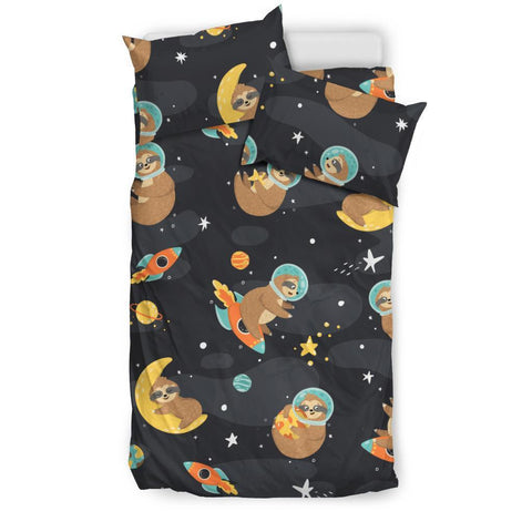 Image of Space Sloth Premium Bedding bedding Bedding Set - Black - Space Sloth US Twin