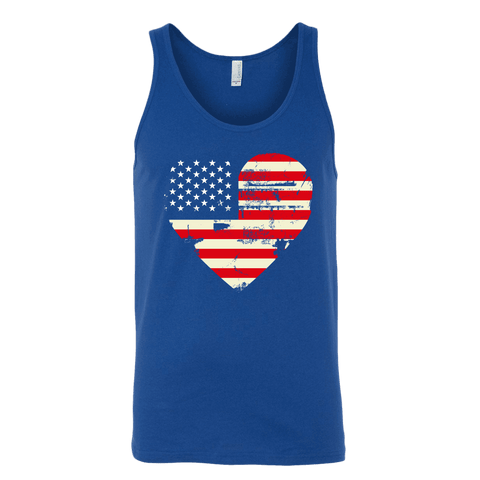 Image of Love America Men's Shirts Blue T-shirt Canvas Unisex Tank Royal S