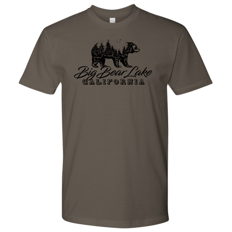 Image of Big Bear Lake California V.2, Mens, Black T-shirt Next Level Mens Shirt Warm Grey S