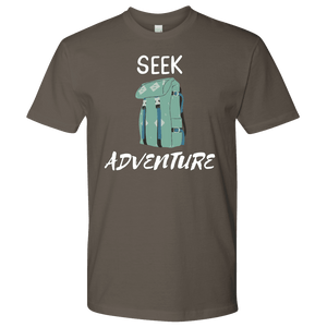 Seek Adventure with Backpack (Mens) T-shirt Next Level Mens Shirt Warm Grey S