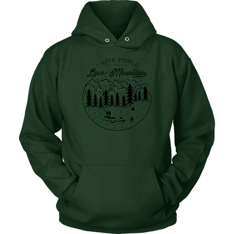 Image of Love The Mountains Mens T-shirt Unisex Hoodie Dark Green S