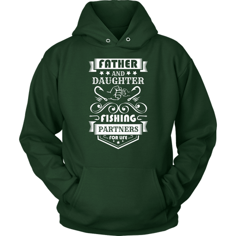 Image of Father and Daughter Fishing Partners T-shirt Unisex Hoodie Dark Green S