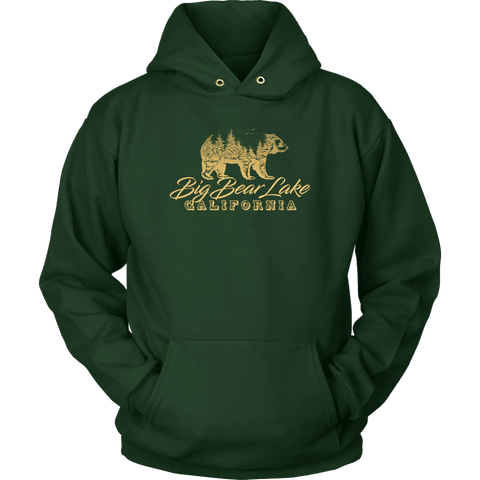 Image of Big Bear Lake California V.2, Gold, Hoodies Long Sleeve T-shirt Unisex Hoodie Dark Green S