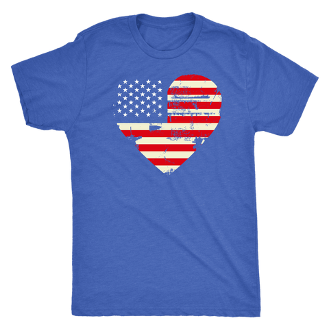 Image of Love America Men's Shirts Blue T-shirt Next Level Mens Triblend Vintage Royal S
