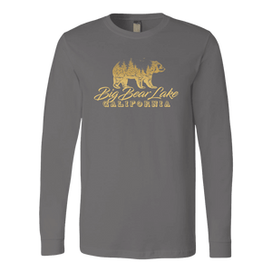 Big Bear Lake California V.2, Gold, Hoodies Long Sleeve T-shirt Canvas Long Sleeve Shirt Asphalt S