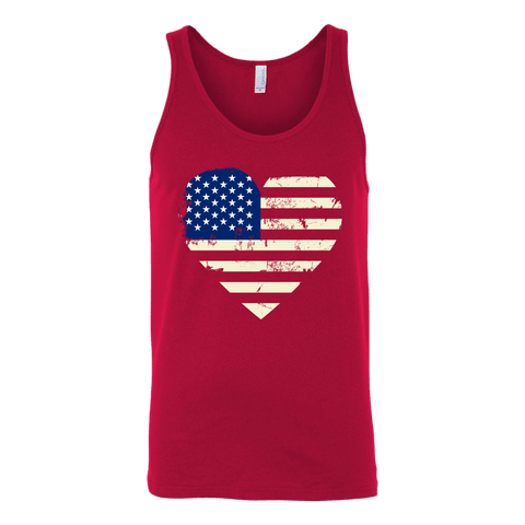 Image of Love America Men's Shirts Red T-shirt Canvas Unisex Tank Red S
