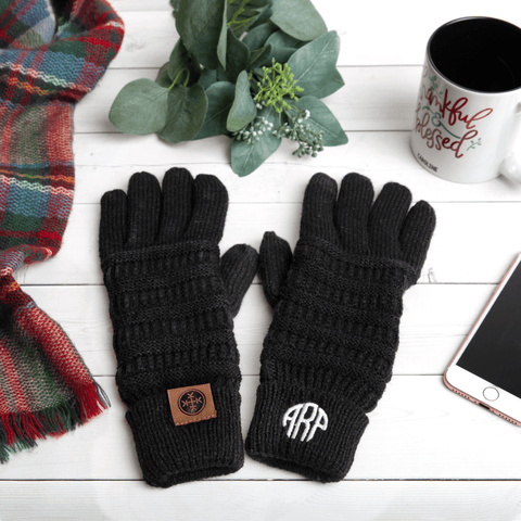 Image of Monogramed Gloves | Personalized For You Monogrammed Personalized Products Black Fancy
