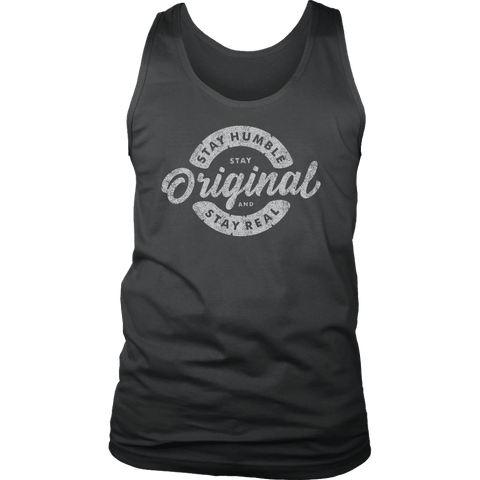 Image of Stay Real, Stay Original Mens Shirts T-shirt District Mens Tank Charcoal S