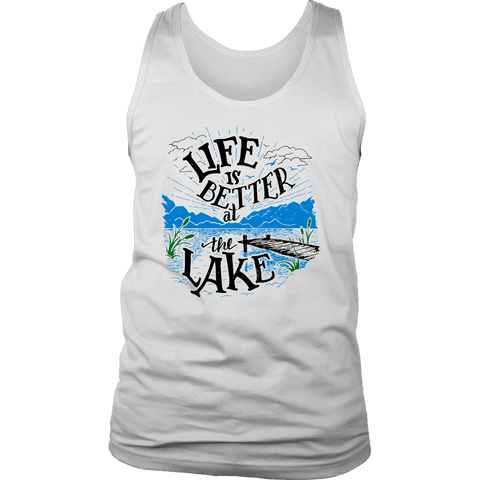 Image of Life is Better At The Lake Men's Shirts T-shirt District Mens Tank White S