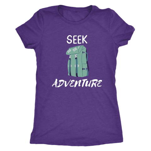 Image of Seek Adventure with Backpack (Womens) T-shirt Next Level Womens Triblend Purple Rush S