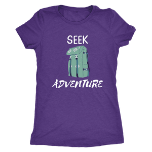 Seek Adventure with Backpack (Womens) T-shirt Next Level Womens Triblend Purple Rush S