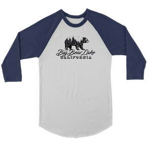 Big Bear Lake California V.2 Black Raglan T-shirt Canvas Unisex 3/4 Raglan White/Navy S