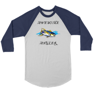 You're An Awesome Angler | V.3 Pirate T-shirt Canvas Unisex 3/4 Raglan White/Navy S