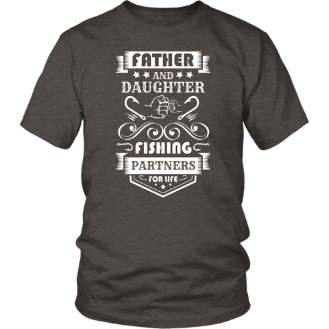 Image of Father and Daughter Fishing Partners T-shirt District Unisex Shirt Heather Brown S