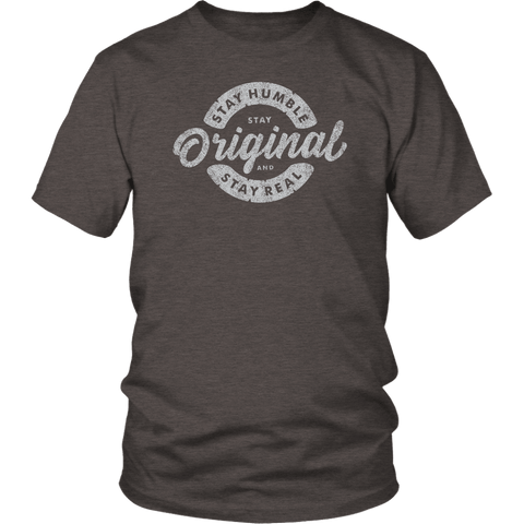 Image of Stay Real, Stay Original Mens Shirts T-shirt District Unisex Shirt Heather Brown S