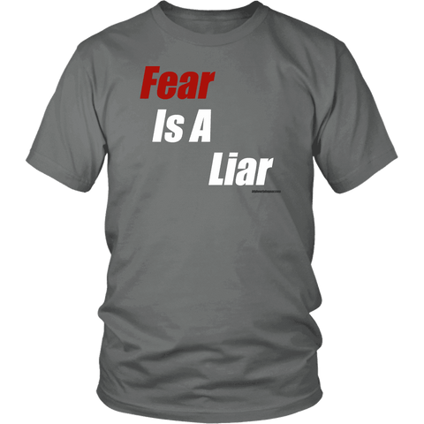 Image of Fear Is A Liar, Bold White T-shirt District Unisex Shirt Grey S