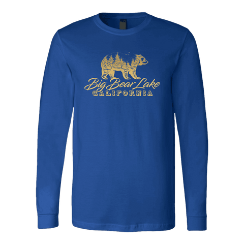 Image of Big Bear Lake California V.2, Gold, Hoodies Long Sleeve T-shirt Canvas Long Sleeve Shirt Royal S