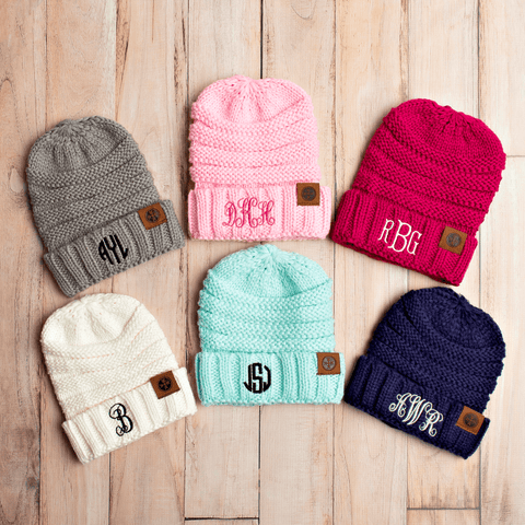 Image of Comfy Kids Monogram Beanies Monogrammed Personalized Products