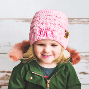 Comfy Kids Monogram Beanies Monogrammed Personalized Products Soft Pink Fancy 