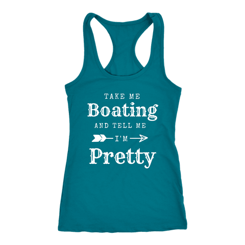 Image of Take Me Boating Womens Shirts T-shirt Next Level Racerback Tank Turquoise XS