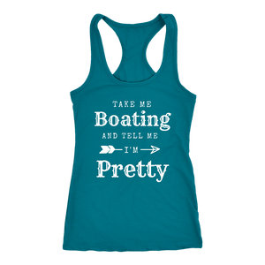 Take Me Boating Womens Shirts T-shirt Next Level Racerback Tank Turquoise XS