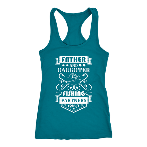 Image of Father and Daughter Fishing Partners T-shirt Next Level Racerback Tank Turquoise XS