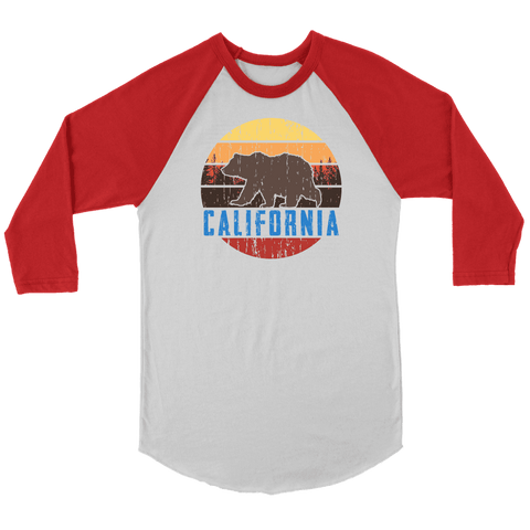 Image of Big Bear Lake California V.1, Raglan T-shirt Canvas Unisex 3/4 Raglan White/Red S