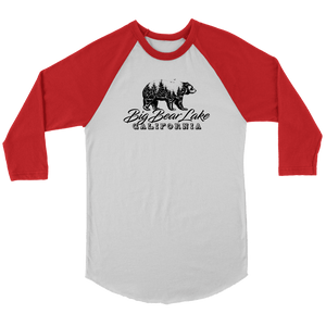 Big Bear Lake California V.2 Black Raglan T-shirt Canvas Unisex 3/4 Raglan White/Red S