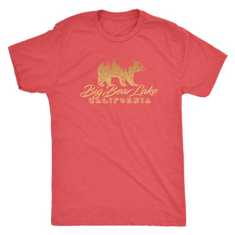 Image of Big Bear Lake California V.2, Mens, Gold T-shirt Next Level Mens Triblend Vintage Red S