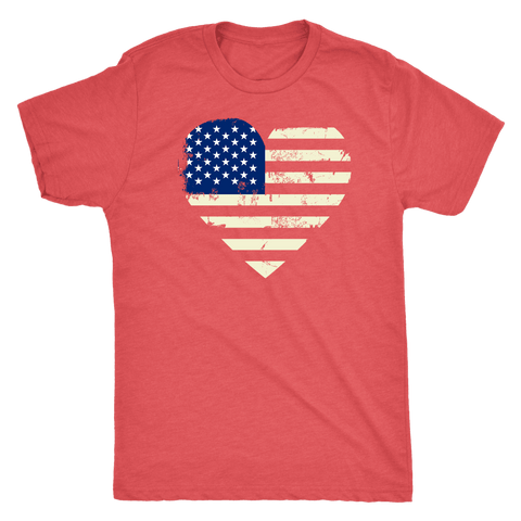 Image of Love America Men's Shirts Red T-shirt Next Level Mens Triblend Vintage Red S