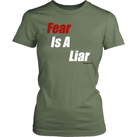 Image of Fear Is A Liar, Bold White T-shirt District Womens Shirt Fresh Fatigue XS