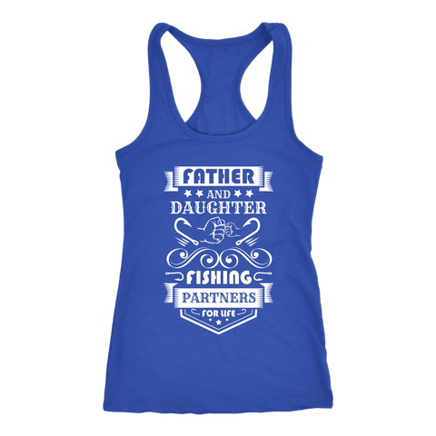 Image of Father and Daughter Fishing Partners T-shirt Next Level Racerback Tank Royal XS