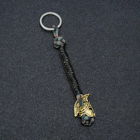 Image of Spartan Lanyard Version 2, Are You a Warrior? Key Chains Multi Brass