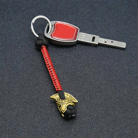 Image of Spartan Lanyard Version 2, Are You a Warrior? Key Chains Black Red Brass