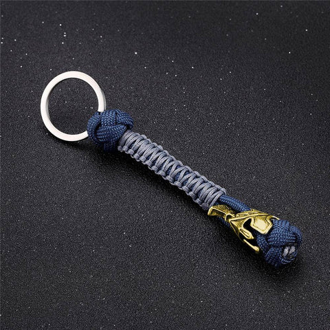 Image of Spartan Lanyard Version 2, Are You a Warrior? Key Chains Blue Brass