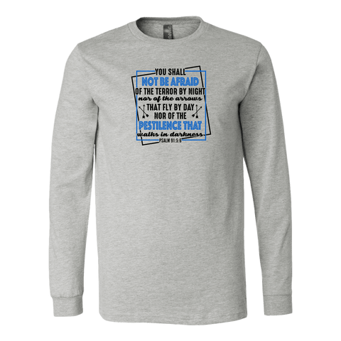 Image of You shall not be afraid Psalm 91 5-6 Black Longsleeve and Hoodie T-shirt Canvas Long Sleeve Shirt Athletic Heather S
