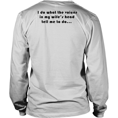 Image of Voices in Her Head | Black Print T-shirt District Long Sleeve Shirt White S